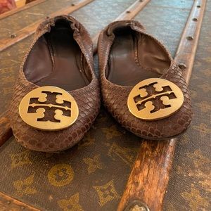 Tory Burch brown snakeskin flats 7.5